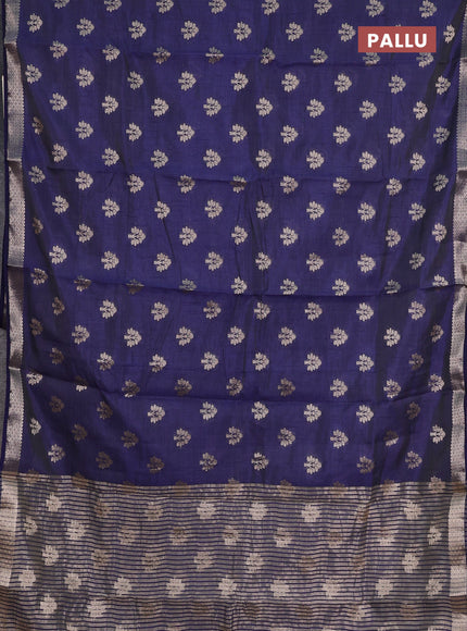 navy blue semi raw silk with matching neck piece