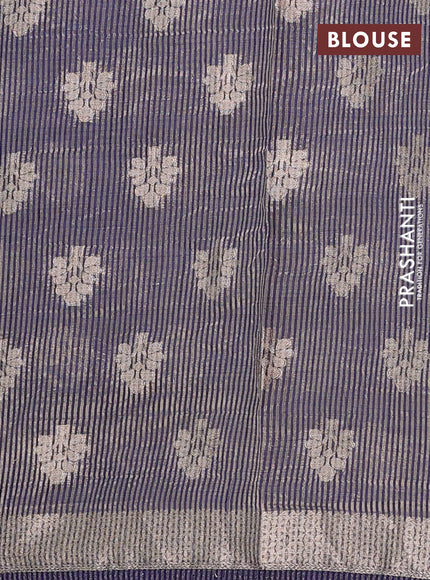 navy blue semi raw silk with matching neck piece