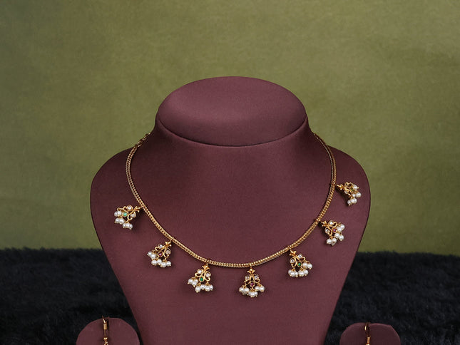 red semi raw silk with matching neck piece