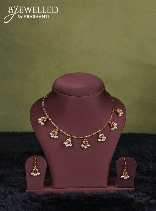 red semi raw silk with matching neck piece