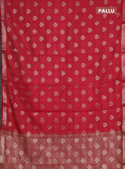 red semi raw silk with matching neck piece