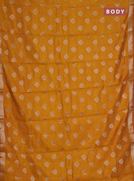 mustard yellow semi raw silk with matching neck piece