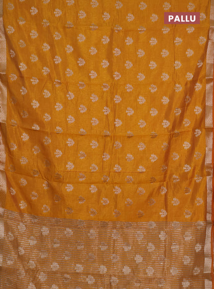 mustard yellow semi raw silk with matching neck piece
