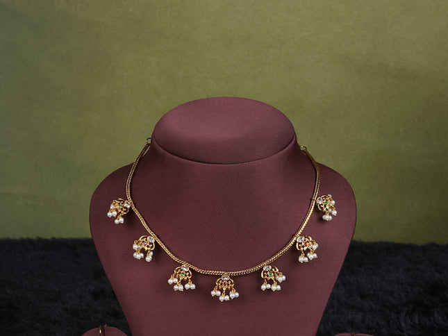 maroon semi raw silk with matching neck piece