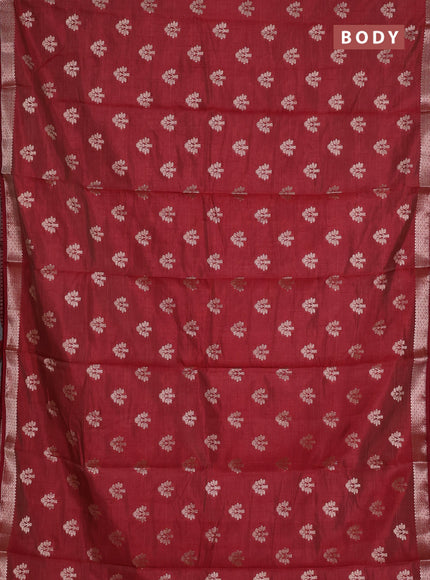 maroon semi raw silk with matching neck piece