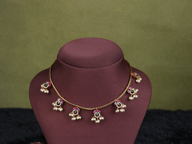 green semi raw silk with matching neck piece