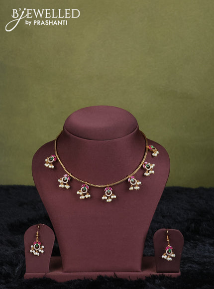 green semi raw silk with matching neck piece