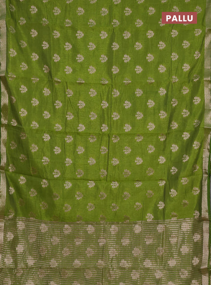 green semi raw silk with matching neck piece