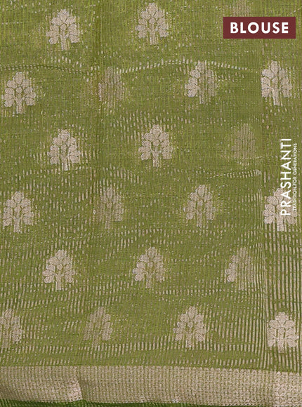 green semi raw silk with matching neck piece
