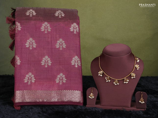 wine semi raw silk with matching neck piece