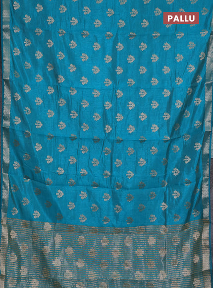 teal green semi raw silk with matching neck piece