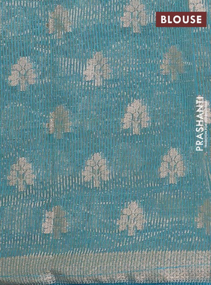 teal green semi raw silk with matching neck piece