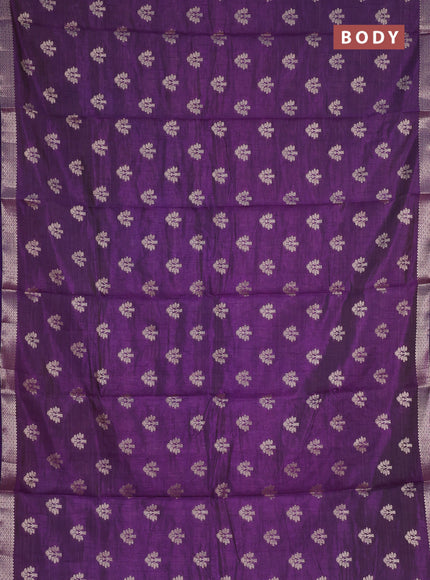 voilet semi raw silk with matching neck piece