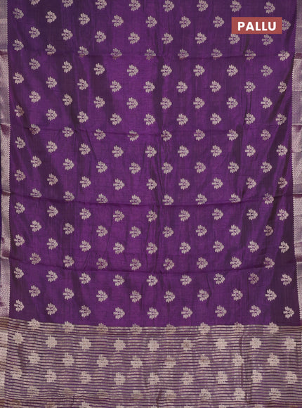 voilet semi raw silk with matching neck piece