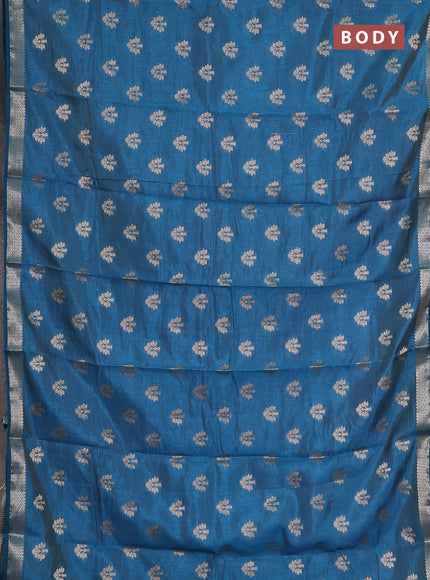 cs blue semi raw silk with matching neck piece