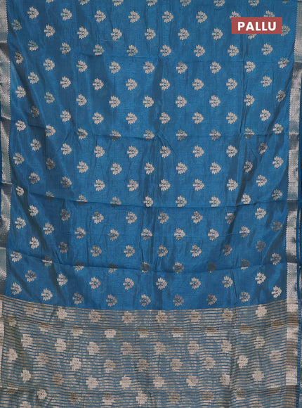 cs blue semi raw silk with matching neck piece