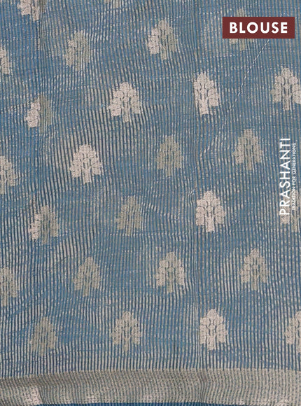 cs blue semi raw silk with matching neck piece