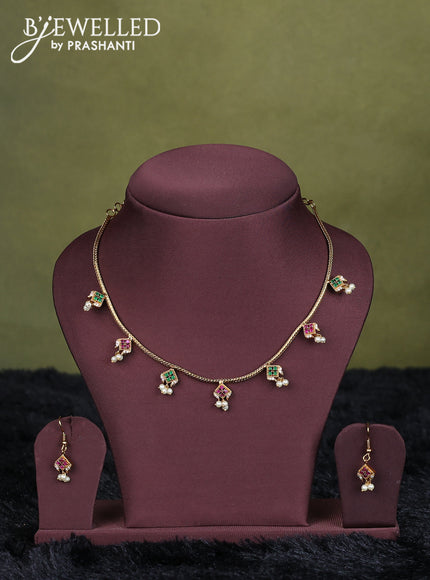 bottle green semi raw silk with matching neck piece