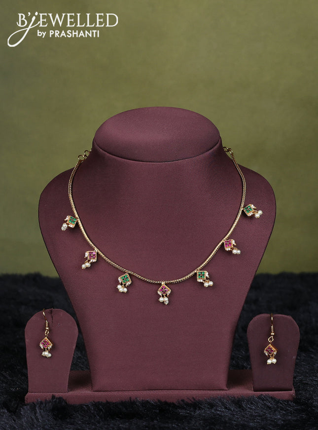 bottle green semi raw silk with matching neck piece