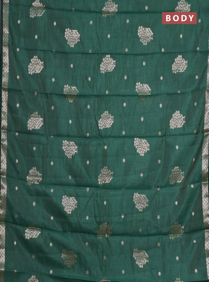 bottle green semi raw silk with matching neck piece