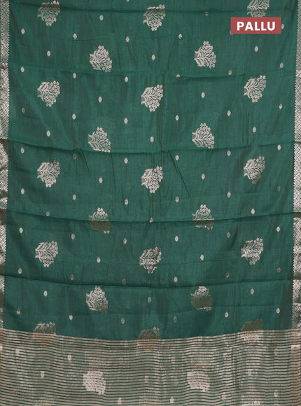 bottle green semi raw silk with matching neck piece