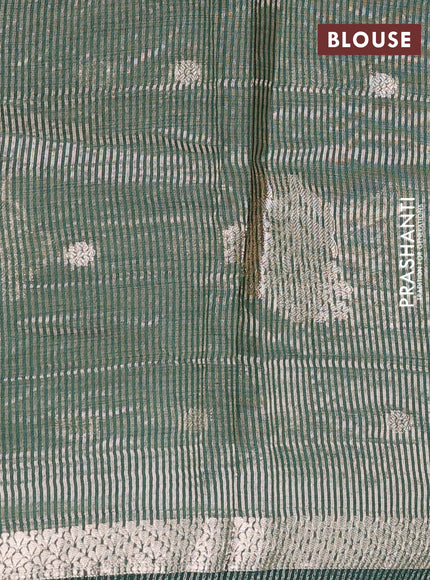 bottle green semi raw silk with matching neck piece