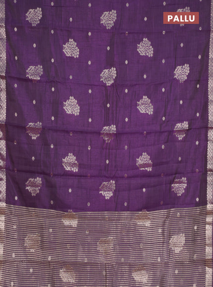 voilet semi raw silk with matching neck piece