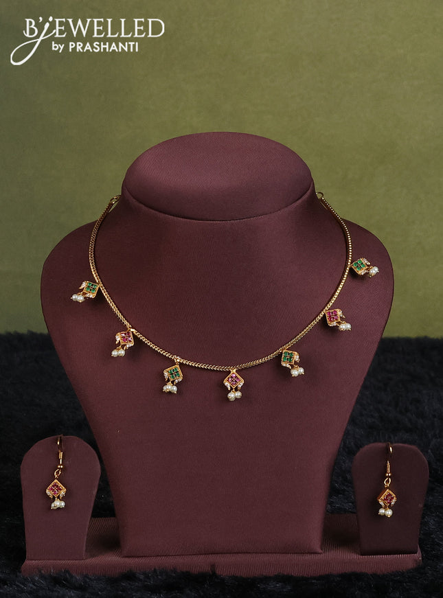 green semi raw silk with matching neck piece