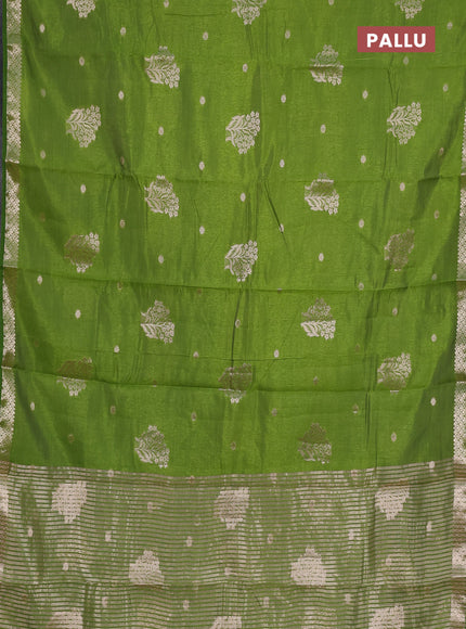 green semi raw silk with matching neck piece
