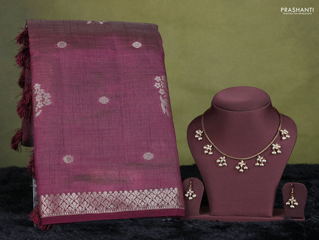 wine semi raw silk with matching neck piece