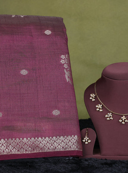 wine semi raw silk with matching neck piece