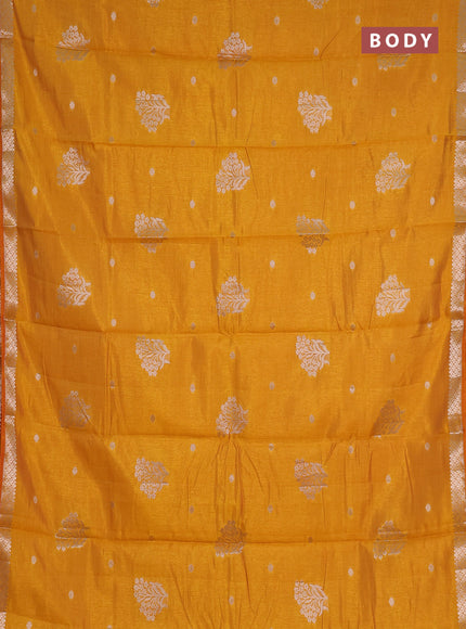 mustard yellow semi raw silk with matching neck piece