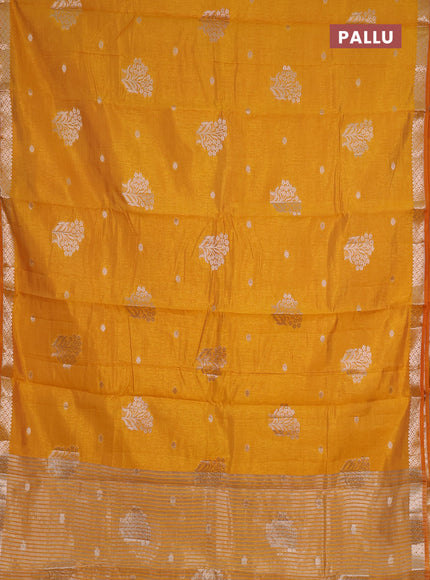 mustard yellow semi raw silk with matching neck piece
