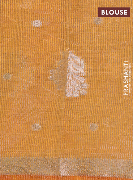 mustard yellow semi raw silk with matching neck piece