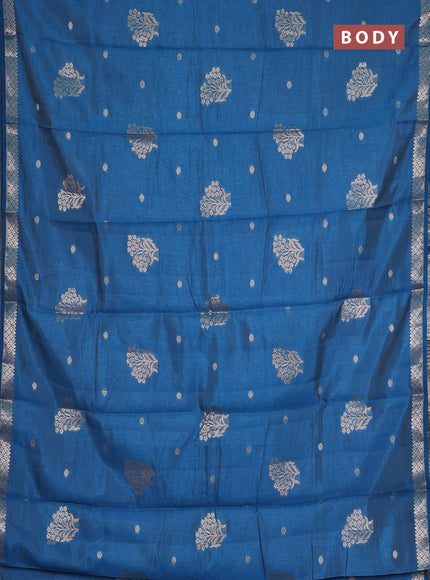 cs blue semi raw silk with matching neck piece