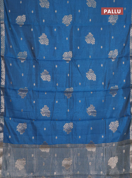 cs blue semi raw silk with matching neck piece