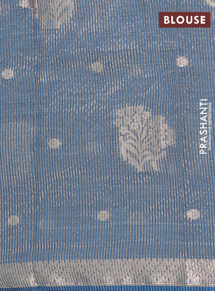 cs blue semi raw silk with matching neck piece