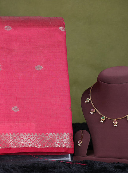 pine semi raw silk with matching neck piece