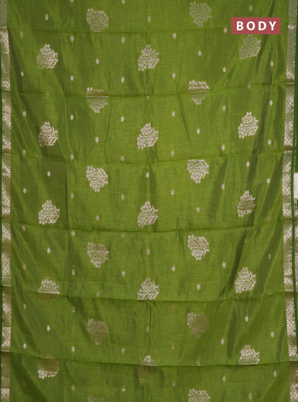green semi raw silk with matching neck piece