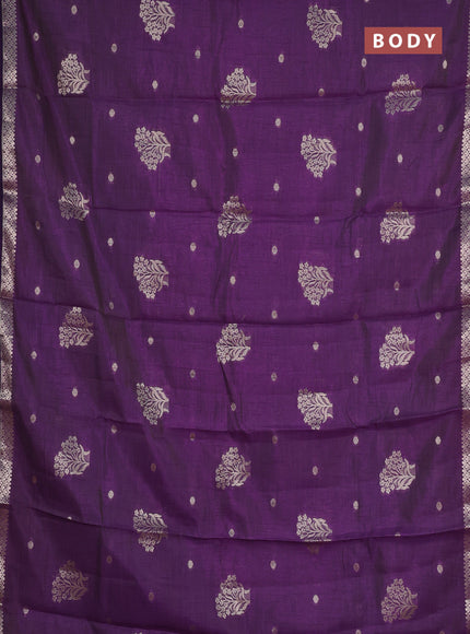 voilet semi raw silk with matching neck piece