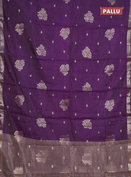 voilet semi raw silk with matching neck piece