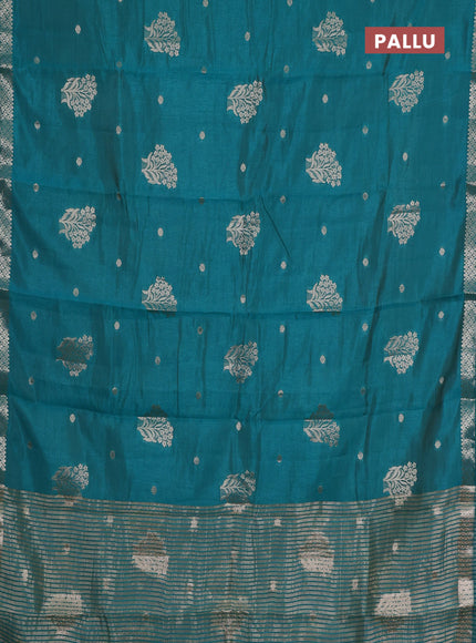teal green semi raw silk with matching neck piece