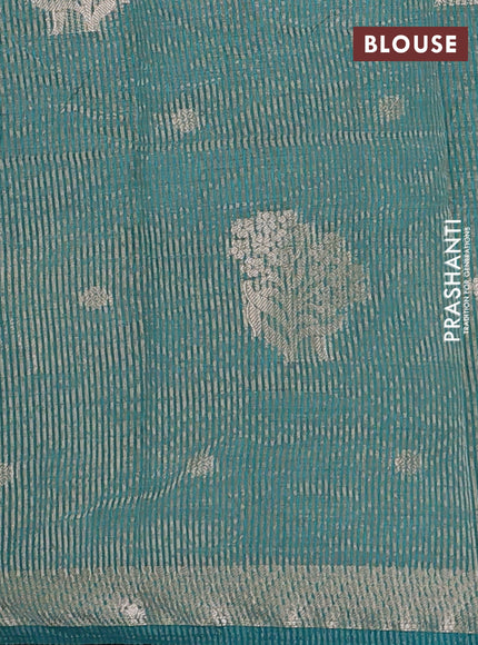 teal green semi raw silk with matching neck piece