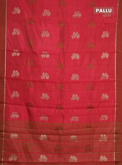 maroon semi raw silk with matching neck piece