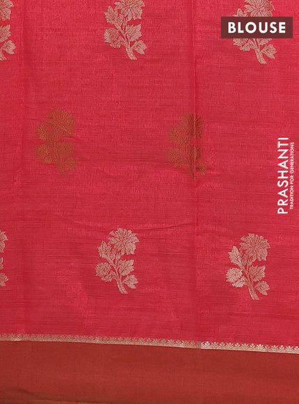 maroon semi raw silk with matching neck piece