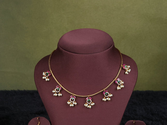green semi raw silk with matching neck piece