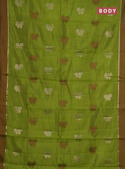 green semi raw silk with matching neck piece
