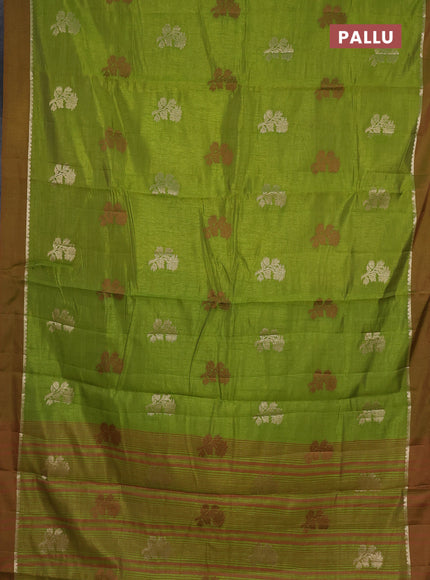 green semi raw silk with matching neck piece