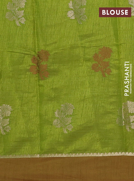 green semi raw silk with matching neck piece