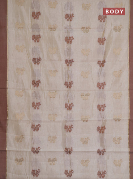 white semi raw silk with matching neck piece